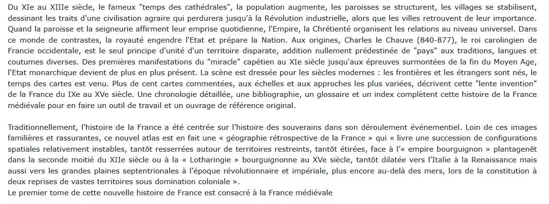 Atlas de l'histoire de France IXe-XVe siècle, Olivier Guyotjeannin 