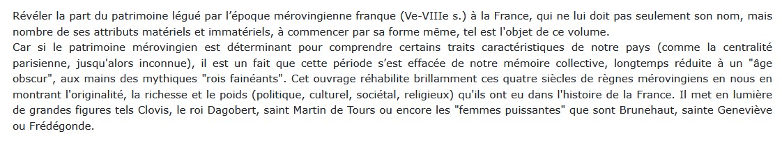 Ce que nous devons aux Mérovingiens, Michel Fauquier 