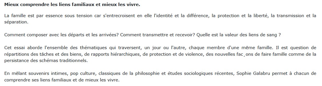 Faire famille - Une philosophie des liens, Sophie Galabru 
