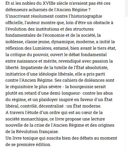 La Noblesse au XVIIIe siècle,  Guy Chaussinand-Nogaret 