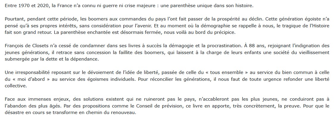 La parenthèse boomers, François de Closets