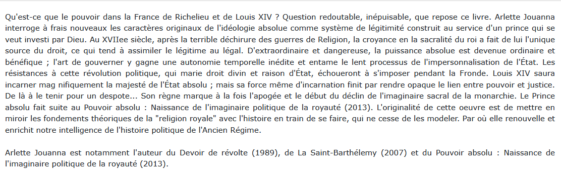 Le Prince absolu,  Arlette Jouanna 