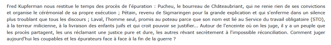 Le Procès de Vichy, Fred Kupferman 