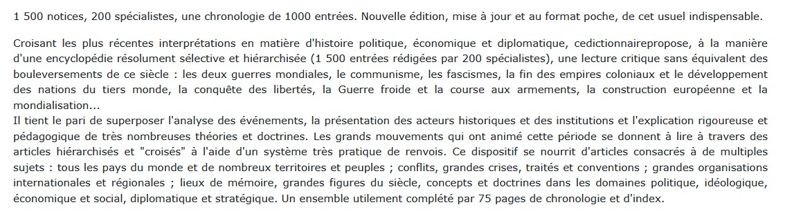 Le dictionnaire historique et géopolitique du 20e siècle, Serge Cordellier