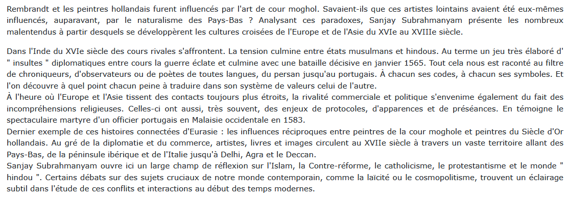 L'éléphant, le canon et le pinceau, Sanjay Subrahmanyam