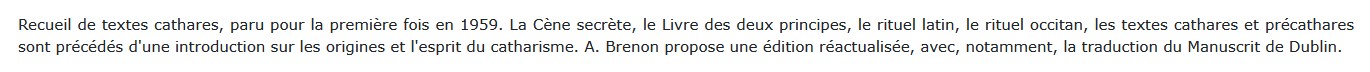 Ecritures cathares,  René Nelli 