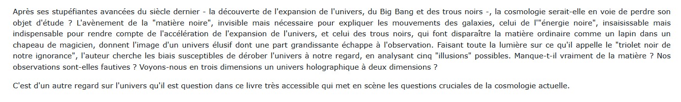 Matière noire, énergie noire, trous noirs,  David Elbaz 